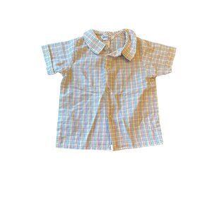 Vintage 80s Toddler Plaid Button-Up Shirt‎ Short Sleeve Retro 3T